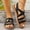 Black, variant on Eltusu Women's Flat Sandals, PU Open Toe Soft Bottom Ankle Strap Summer Shoes Black Size 8.5