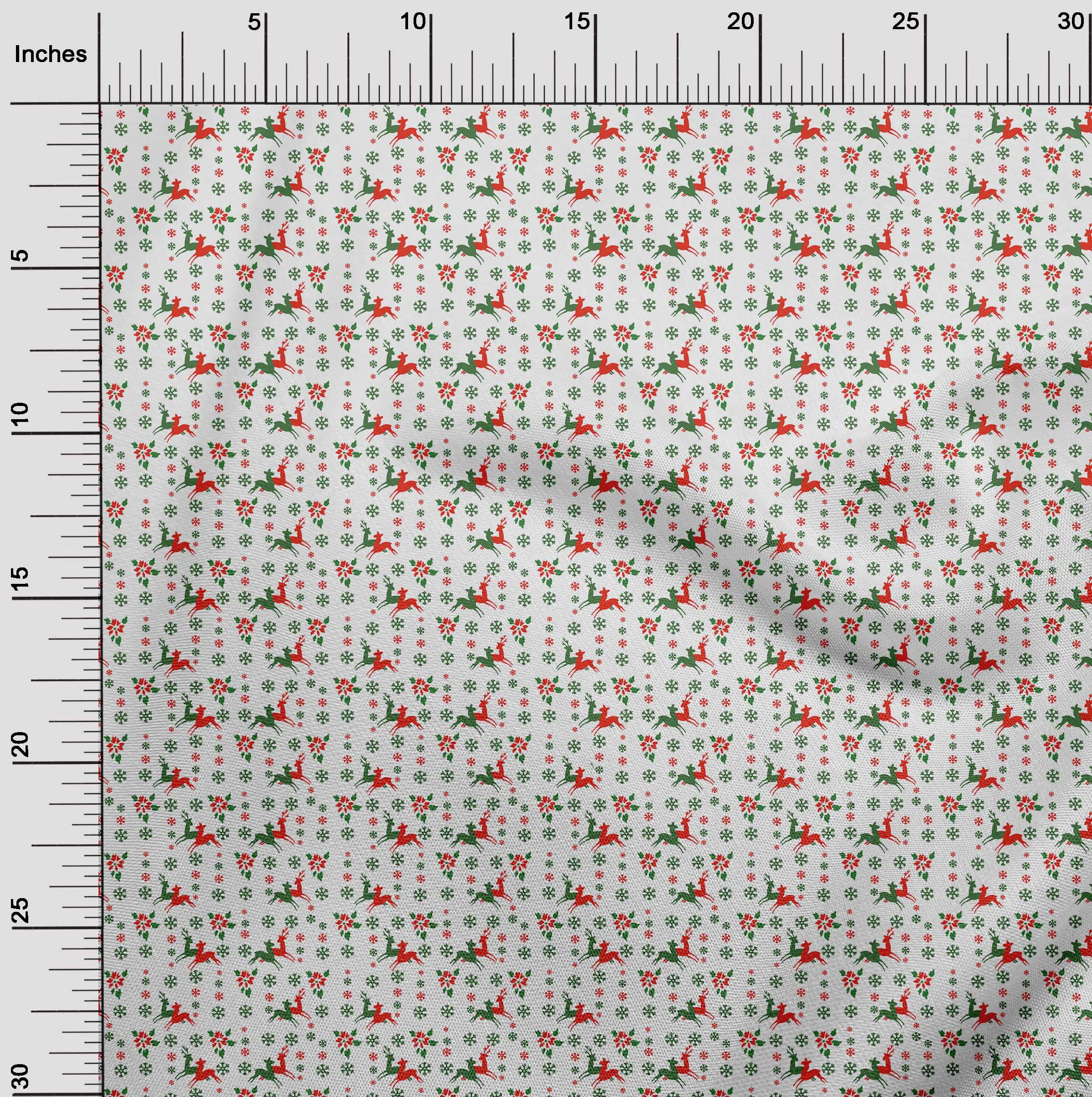 oneOone Polyester Lycra Green Fabric Christmas Dress Material Fabric Print Fabric By The Yard 56 Inch Wide