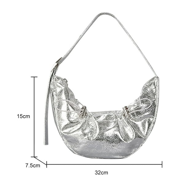 Bolsos de hombro para mujer Bolsos con cordón para las axilas Monedero de bola de masa hervida (Plata) Ndcxsfigh Para Estrenar