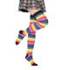 thumbnail image 1 of Sonducket Paquete de 2 calcetines a rayas de talla grande hasta el muslo, elasticidad, transpirabilidad, cómodos, cálidos, apariencia de moda, medias Medias arcoiris negro Sonducket AP008874-17, 1 of 6