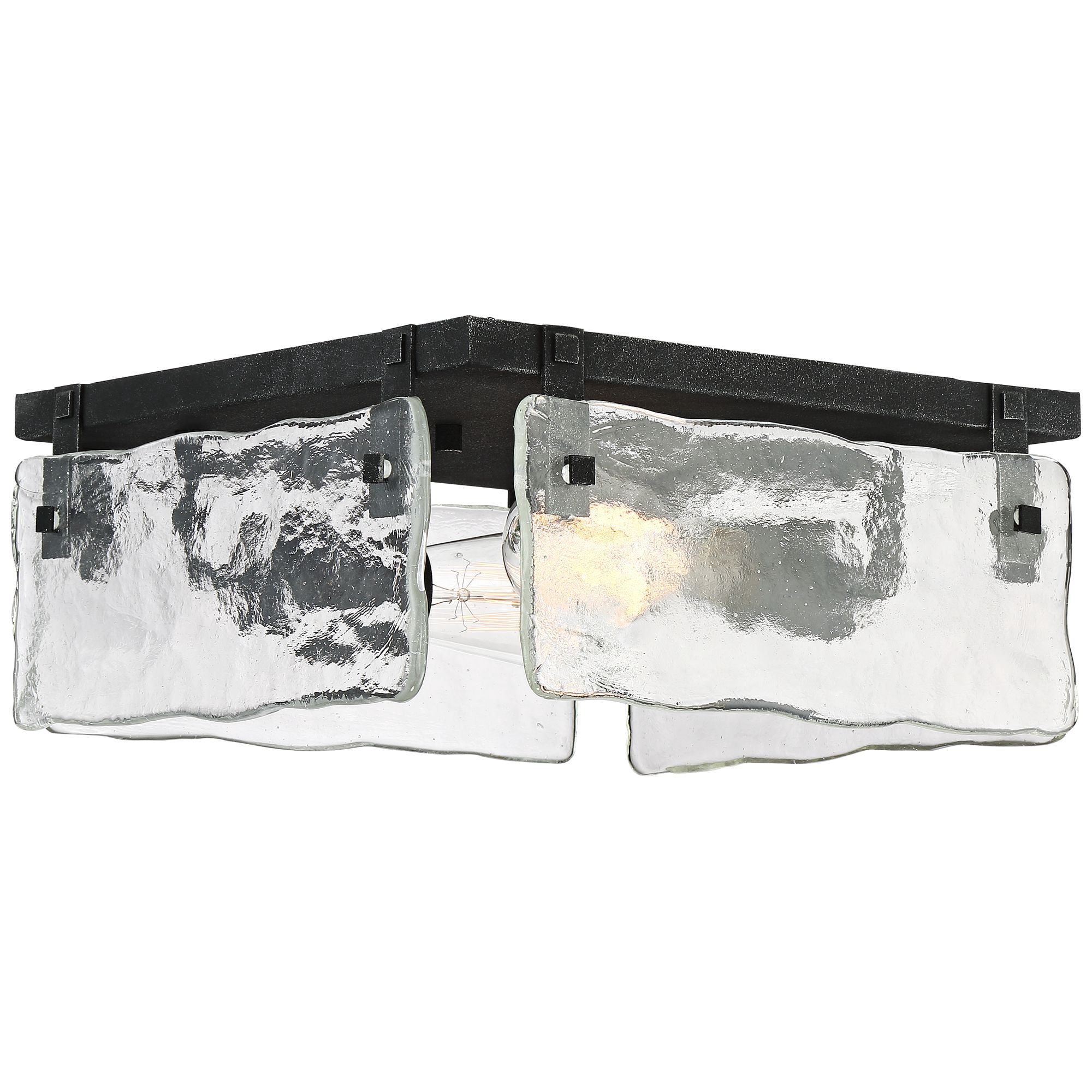 360 Lighting Cassington Modern Farmhouse Ceiling Light Flush Mount Fixture 11 3/4" Wide Washed Black 2-Light Art Glass for Bedroom Kitchen Living Room