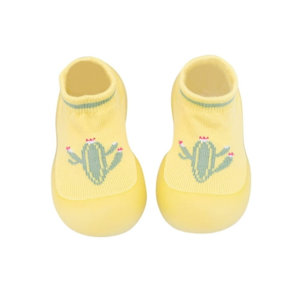 Siilsaa Shoes Non-Skid Indoor Walking Shoes Breathable Warm Elastic Sock Shoes with Memory Sole Protect Toes Outdoor Sneakers Yellow,6-12 Months