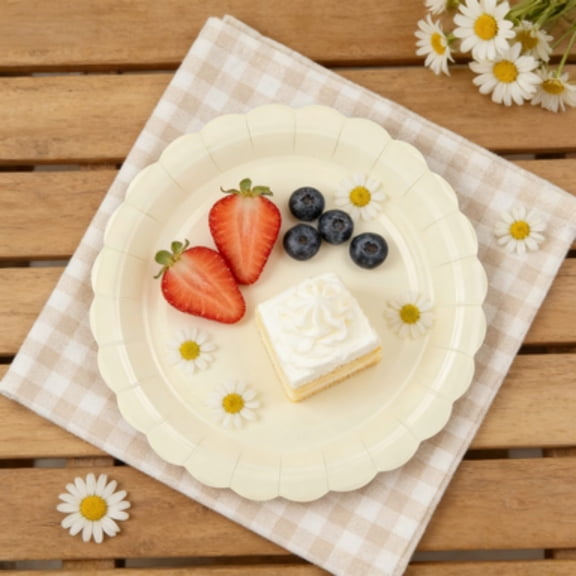 Disposable Paper Plates Heavy Duty Scalloped Edge Dessert Plates Party Paper Plates for Cake Salad Appetizer