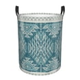 thumbnail image 2 of LNWH Laundry Basket, Indian Blue Geometric Ethnic Art Pattern Foldable Laundry Hamper with Handles Waterproof, Medium Size, 2 of 8