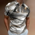thumbnail image 2 of Marble Texture Men Zipper T-shirt Summer Casual Short Sleeve T-shirt Top, 2 of 7