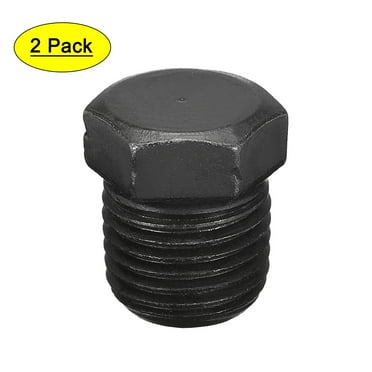 Uxcell Outer Hex Head Pipe Fitting Plug 1/4PT Male Thread Carbon Steel 2Pcs