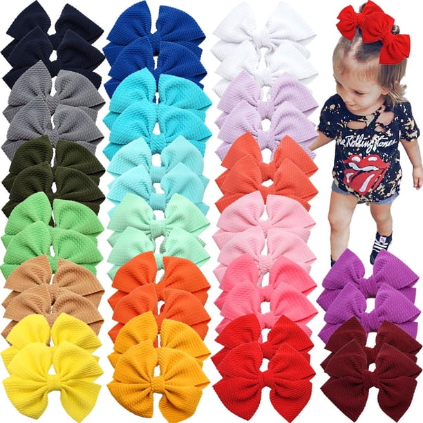 Lazos para el pelo CÉLLOT, 40 unidades, pinzas de cocodrilo de 4.5 pulgadas, 20 colores