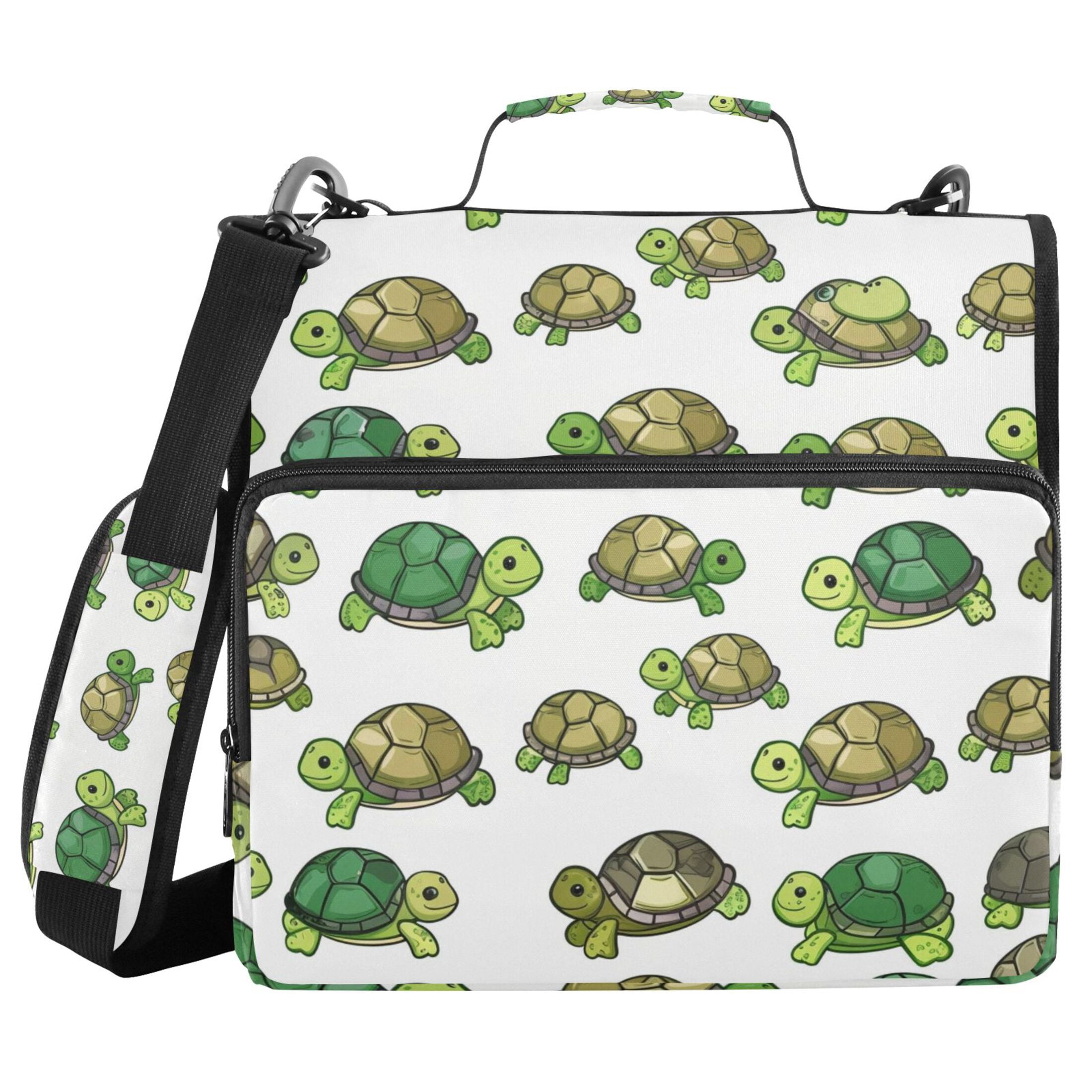 ALAZA Zipper Binder Cartoon Turtles 3 Ring Trapper Keeper File Folder Organizer Bag