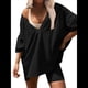 thumbnail image 4 of Conjunto de Dos Piezas para Mujer, Ropa de Verano 2025, Camisetas Extragrandes con Cuello en V, Pantalones Cortos Estilo Motero y Ropa Cómoda para Estar en Casa Negro M, 4 of 9