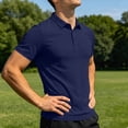 thumbnail image 6 of Luvrsol Men T Shirts Solid Basic Short Sleeve Lapel Collar Cotton Casual Daily Tops S-3XL, 6 of 8