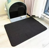 Harlier Cat Litter Mat, Premium Double Layer Waterproof Kitty Litter Mat, Honeycomb Design for Scatter Control, Easy to Clean Cat Mats for Litter Box (Black, Small, 18"x12")