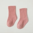 thumbnail image 2 of Krdevn Baby Socks - Children's Socks Boys and Girls Cotton Socks Double Needle Mid Calf Baby Solid Color Socks - Socks for Baby Girl,Color:Pink,Size:6-12 Months, 2 of 5