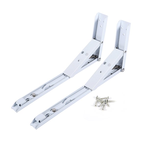 WALFRONT 4 Sizes 2PCS Milk White Triangle Folding Angle Bracket Wall Mounted Self Support With 8 Screws, Metal Angle Bracket, Bracket Metal