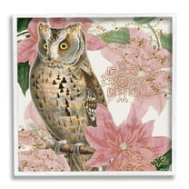 Stupell Industries Elegant Resting Silver Owl Geometric Snowflake Vintage Collage,12 x 12, Design by Daphne Polselli