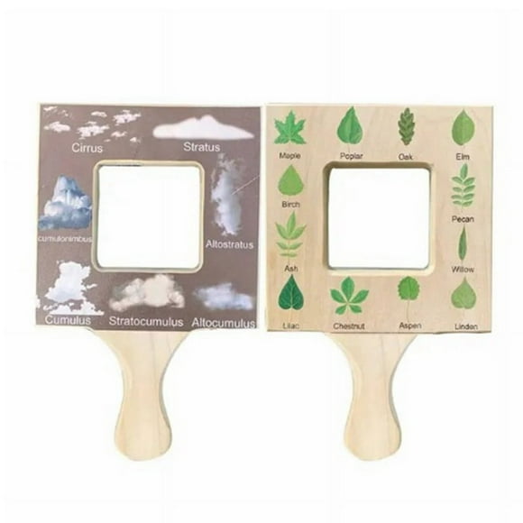 Nature Guide Finder Toddler Wooden Handheld Toy Double-Sided Board Outdoor Plant Children-D