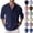 02# Royal Blue, variant on Men's Cotton Linen Henley Shirts Long Sleeve Button Up Hippie Beach T-Shirt Summer Casual Loose Yoga Tops Plus Size Royal Blue L