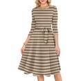 thumbnail image 6 of Women's Cocktail Dress Evening Dress 3/4 Sleeve Polka Dot Stripe Vintage Wedding Guest Dress for Party Banquet Spring Fall,Beige,L, 6 of 6