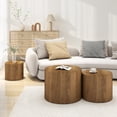 thumbnail image 2 of LAZZO Nesting Round Coffee Table Set of 3, Modern Wooden Accent Side Table, Space-Saving Table for Living Room Bedroom, Brown, 2 of 7