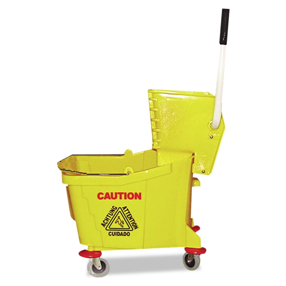 Large Tandem Mop Bucket 31qt Commercial Janitor Rolling Heavy Duty Plastic Pail 