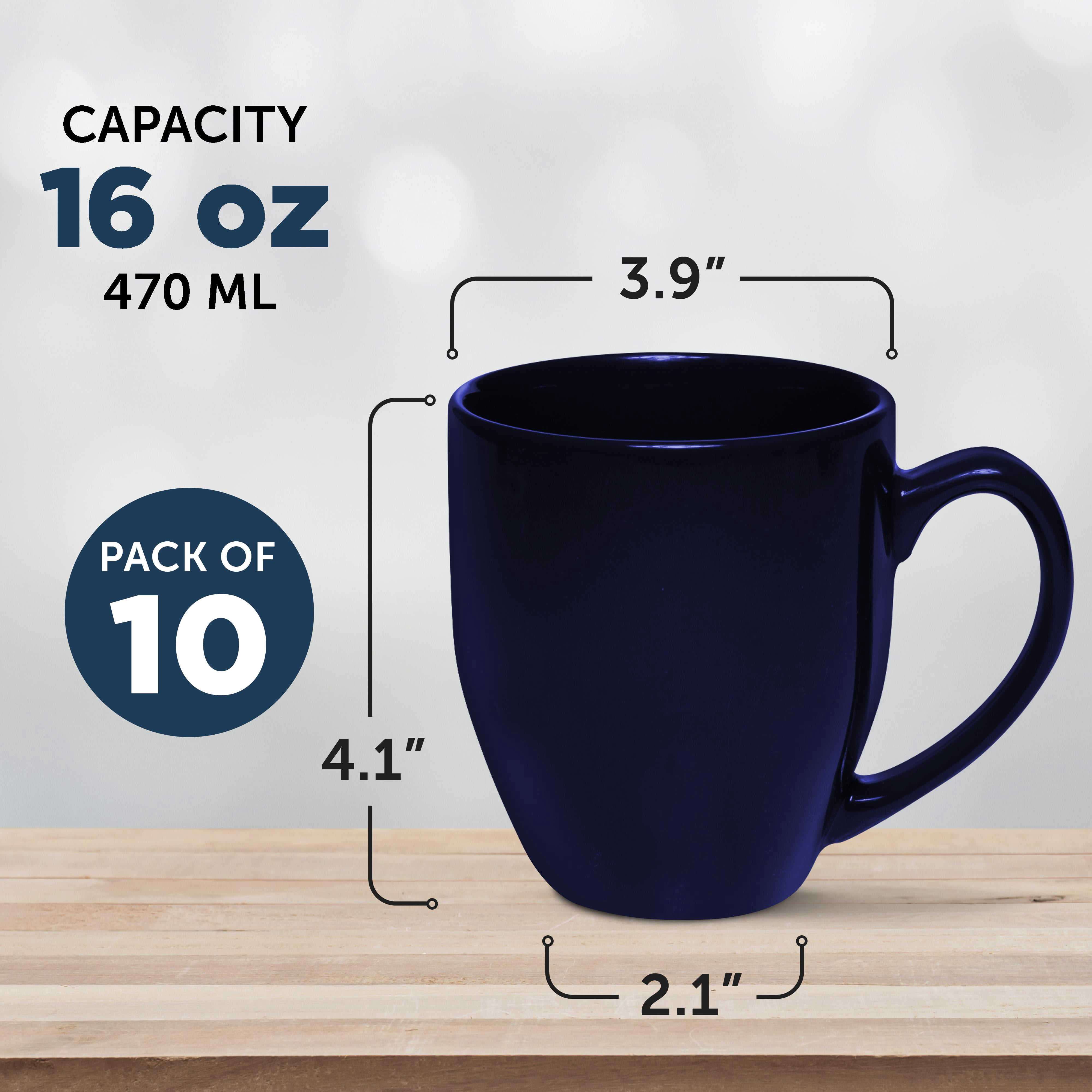 Large Coffee Cups 16 oz. Set of 10, Bulk Pack - Perfect for Tea, Espresso, Cappuccino, Hot Cocoa - Blue