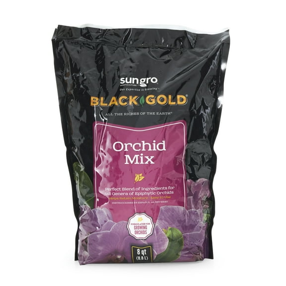 SunGro Black Gold Natural and Organic Houseplant Orchid Potting Mix, 8 Quart Bag