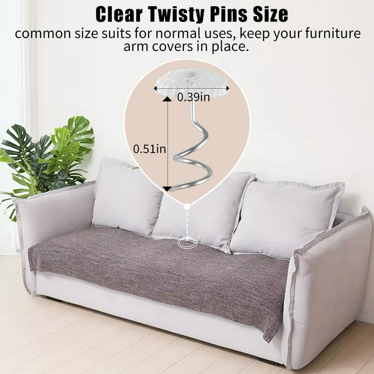 TSV 50 Pcs Clear Heads Screw Nail Anti rust Twist Pins with Clear Heads for Upholstery Slipcovers Bed Skirts Fixed Screw Pins for Sofa Cushion and
