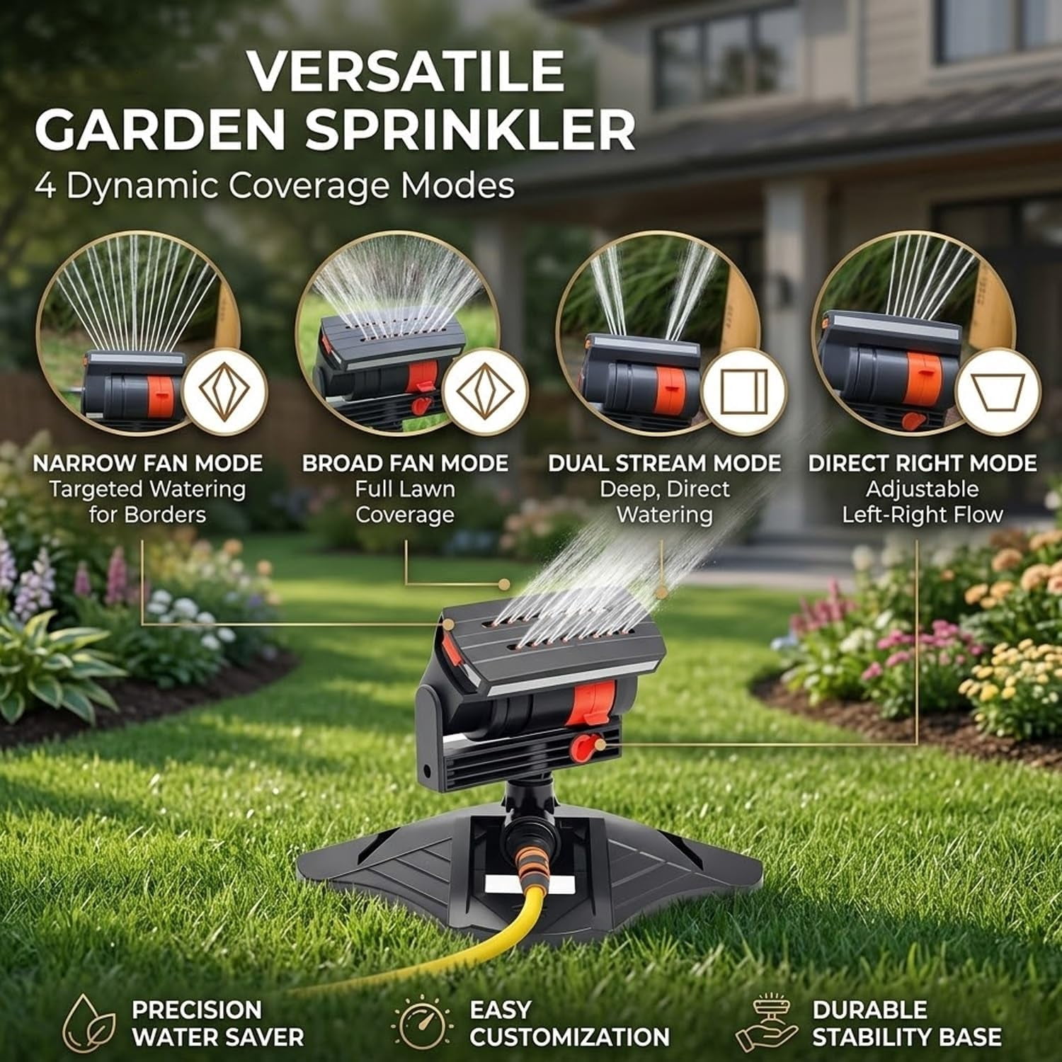 16-Nozzle Oscillating Sprinkler with Dual-Zone Sprinkler Water Timer Adjustable Lawn Sprinkler System Garden Watering Hose Connected Oscillating Lawn Sprinklers for Yard Patio Outdoor(*B+Timer)