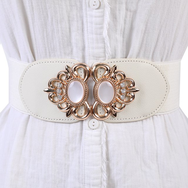 Cinturón elástico de moda para mujer, cinturón ancho con sello elástico para vestir de manera informal, cinturón ancho decorativo