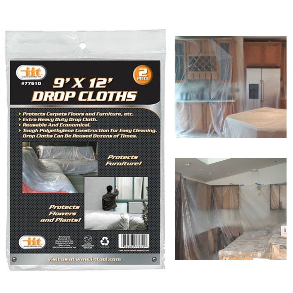1 Heavy Plastic Drop Cloth Furniture Paint Floors Protector 9' x 12' Ft 1.0 Mil 