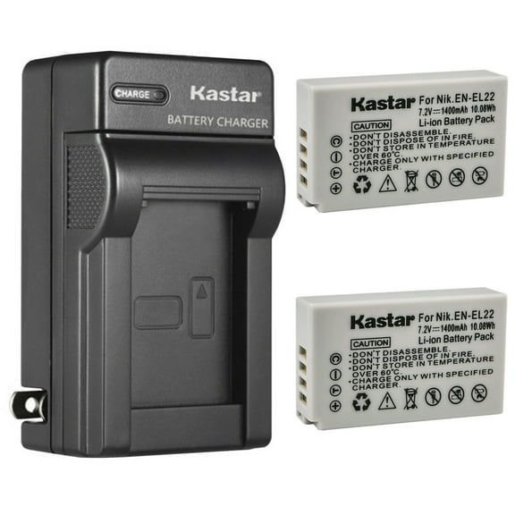 Kastar 2-Pack Battery and AC Wall Charger Replacement for Nikon EN-EL22 Battery MH-29 Charger, Nikon 1 J4 Digital Camera, Nikon 1J4 Digital Camera, Nikon 1 S2 Digital Camera, Nikon 1S2 Digital Camera