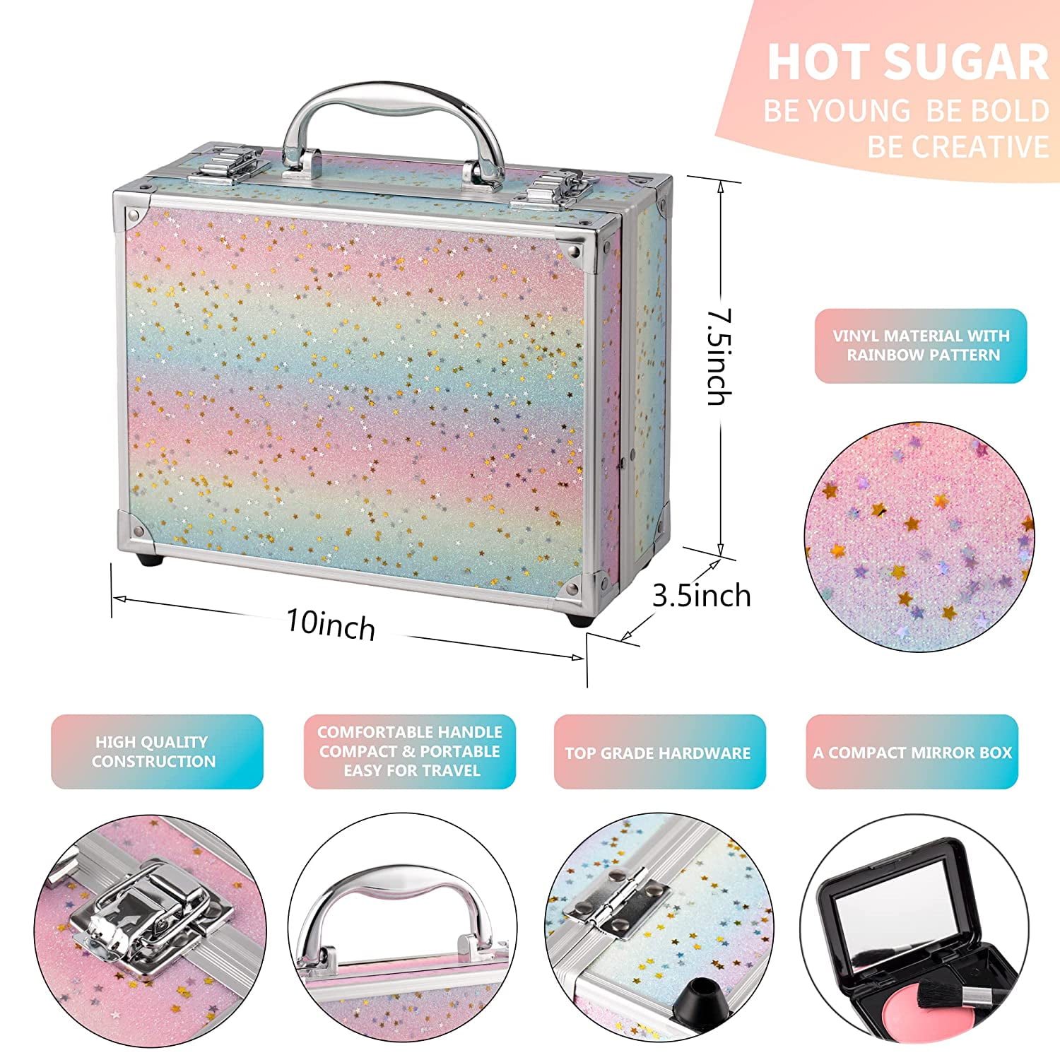 Hot Sugar Ultimate All-in-One Makeup Kit for Teen Girls - Create Stunning Looks with 52 Shades and Accessories (Rainbow)