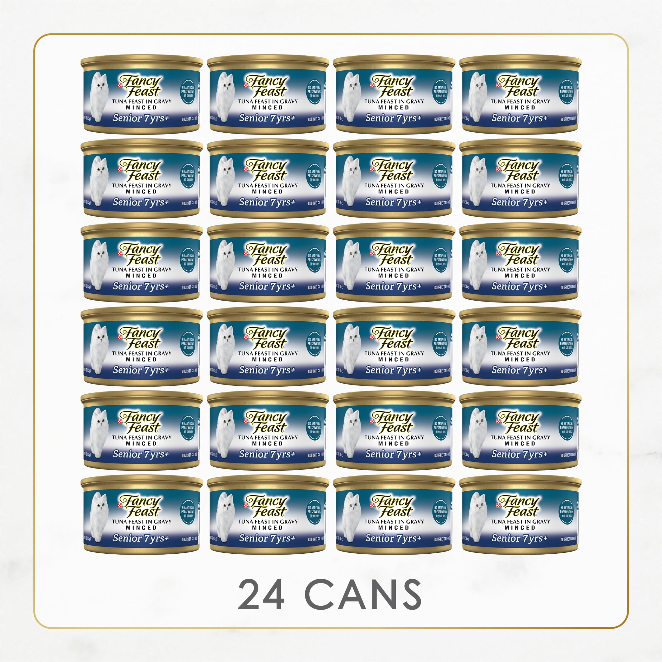 Purina Fancy Feast Senior Classic Pate Wet Cat Food, Minced Tuna in Gravy, 3 oz Cans (24 Pack)