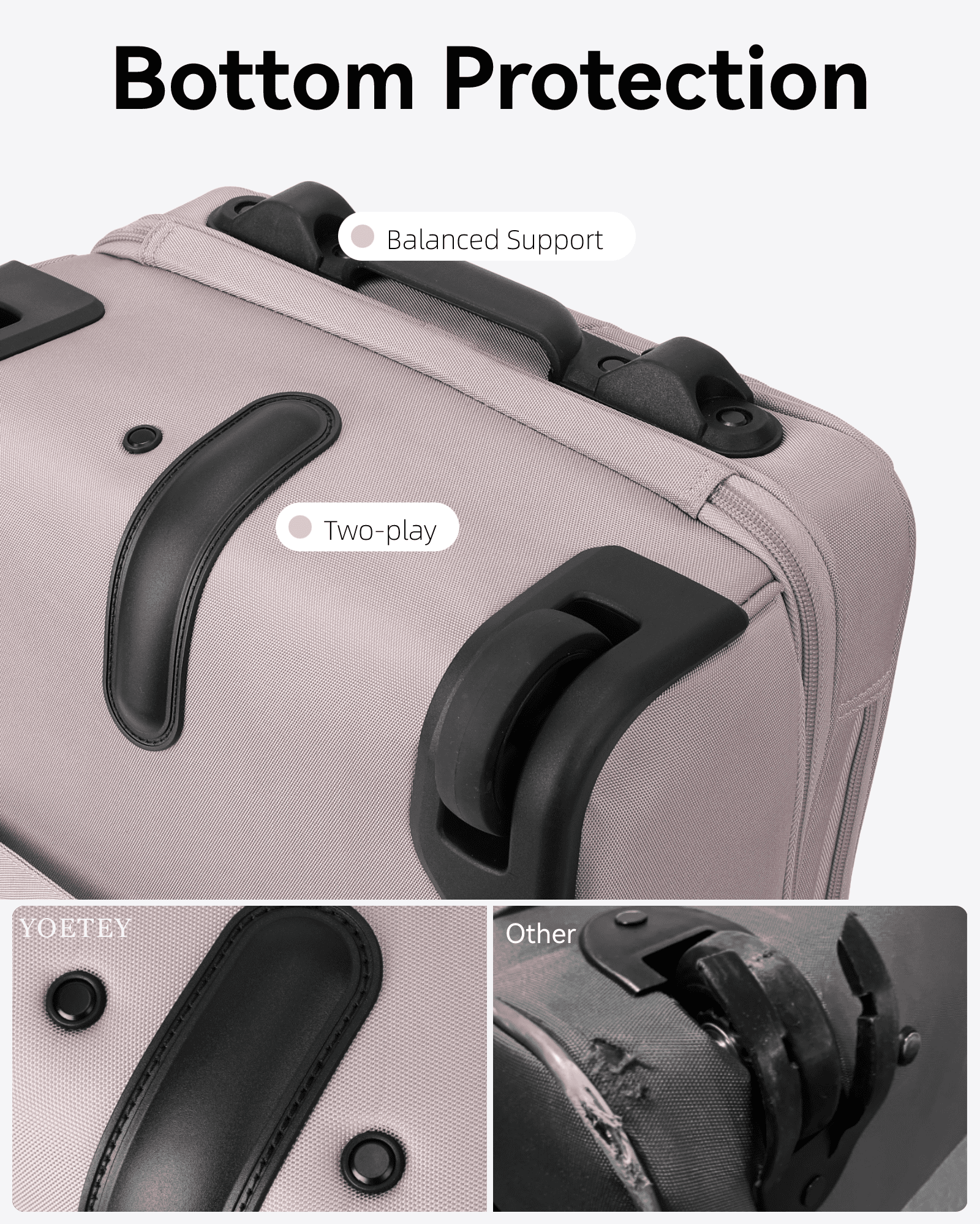 YOETEY Underseat Carry on Luggage - Softside Lightweight Suitcase with Wheels for Adult Trip 16 inch