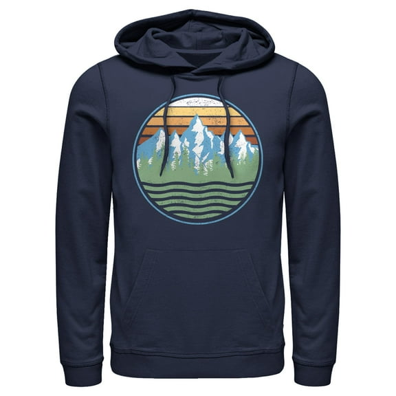 Men's Lost Gods Distressed Circle Mountain  Pull Over Hoodie