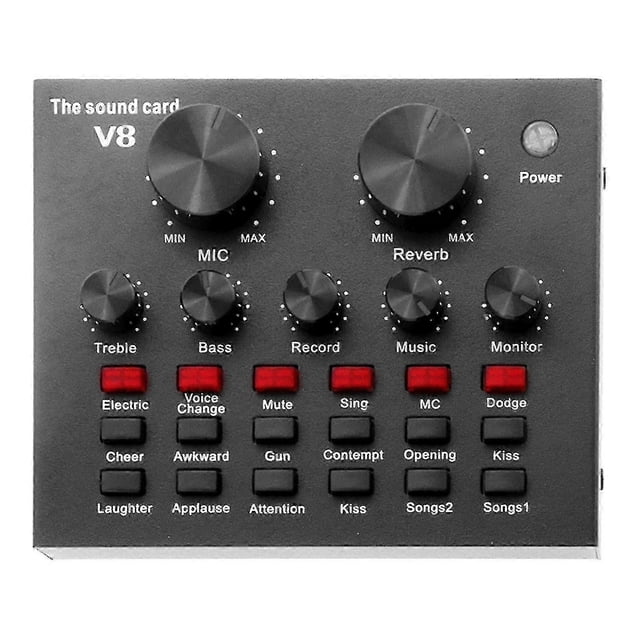 V8 Sound Card Plug Play Long Lifespan Metal 12 Sound Effects Practical Portable Live Bluetooth-compatible Sound Card