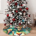 thumbnail image 5 of Pofeuu Colorful World Map Print Christmas Tree Skirt, Merry Christmas Skirt Xmas Tree Ornaments for Xmas Holiday Party Decorations-48", 5 of 7