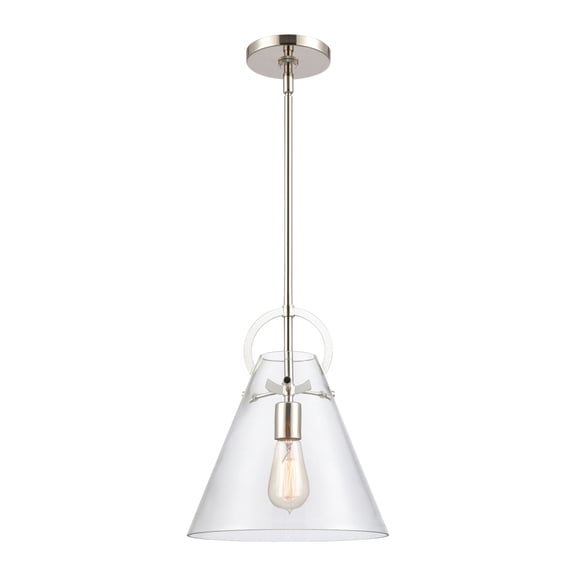 Elk Home Gabby 11-inch Wide 1-Light Mini Pendant in Polished Nickel
