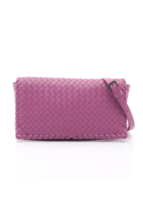 Pre-Owned Bottega Veneta Intrecciato Shoulder Bag, Leather Handbag, Women's, Purple