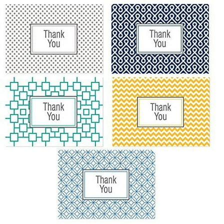 50 Thank You Postcards - 5 Fun Designs - 4" x 6" Postcards - B17056