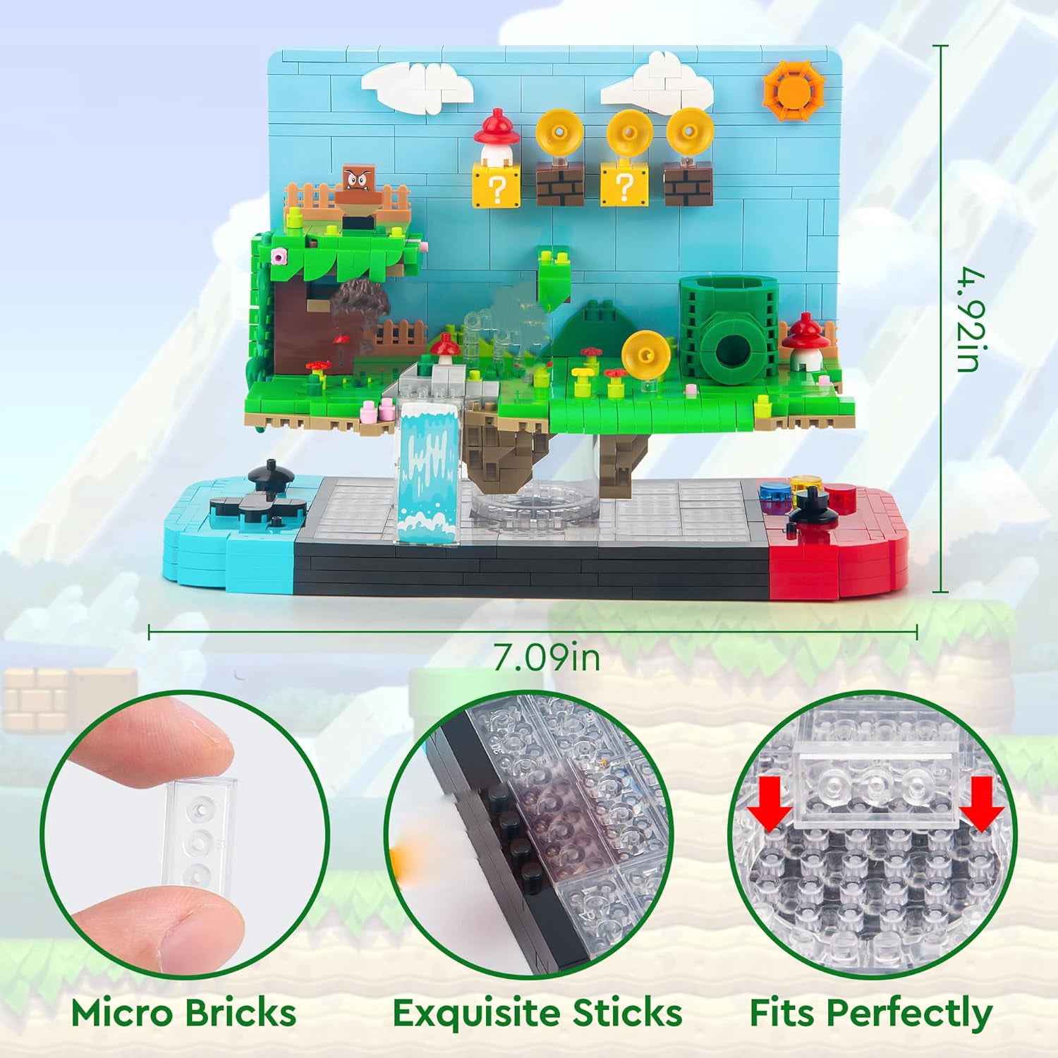 Super Game Building Sets,Cool Building Blocks Kits for Adults, 3D Anime Scene Model Creative Idea Gift for Boys Teens Kids 8+ (1256 Pieces)