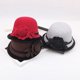 thumbnail image 5 of Sombrero de copa pequeño con flores tridimensionales, sombrero de lana de otoño e invierno, sombrero de pescador informal con forma de cúpula de estilo coreano para mujer, 5 of 6