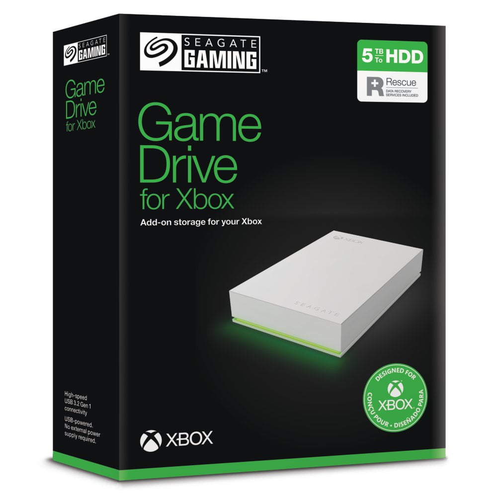 Seagate Game Drive for Xbox 2TB External Hard Drive Portable HDD - USB 3.2  Gen 1, Black with built-in green LED bar , Xbox Certified, 3 year Rescue