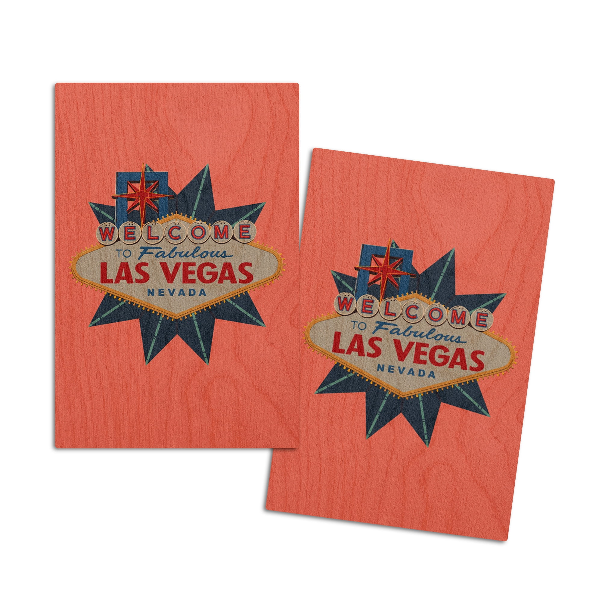 Las Vegas, Nevada, to Las Vegas Sign, Letterpress, Contour (4x6