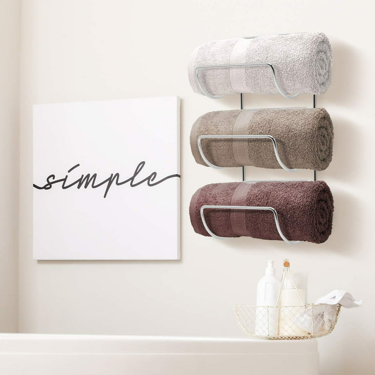 Livhil Wall Towel Rack for Rolled Towels, New Upgrade Towel Racks for Bathroom Wall Mounted, Bathroom Bar Towel Storage, Metal Bath Towel Holder for