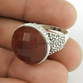 thumbnail image 2 of Carnelian Natural Gemstone Ring, Red Stone Checker Round Ring, Designer Proposal Ring, Solitaire Ring, Statement Ring, Couples Gifts, Birthday&nbsp;Gifts For Men, Valentines Day Gifts (carnelian, 7), 2 of 3