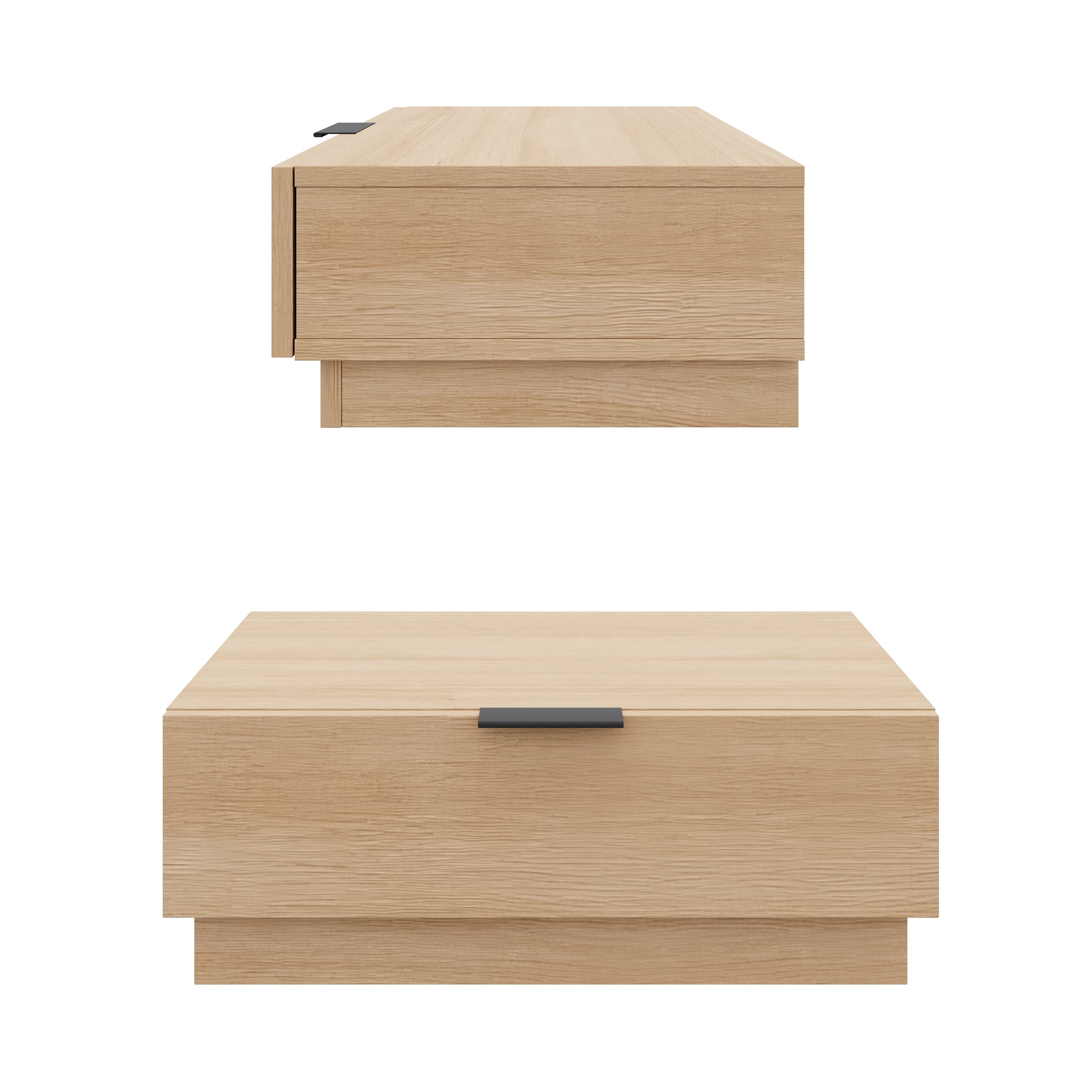 Nexera Satori 1 Drawer Nighstand, Set of 2, Natural Blonde Oak