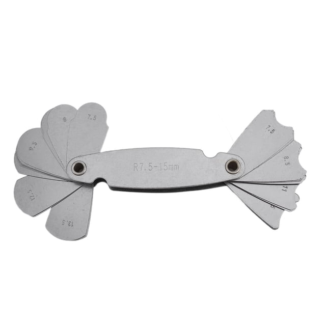 1Pc R7.5-15 R15.5-25 Radius Template R Gauge Radius Gauge Plate Fillet Gauge Measuring Pitch Measuring Tool R7.5-15