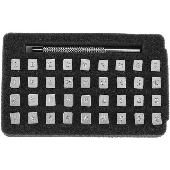 Juego de 36 Piezas Sellos de Cuero Letras y Números Herramientas de Estampado Acero Aleación para Artesanía en Cuero DIY Manualidades Profesionales y Aficionados