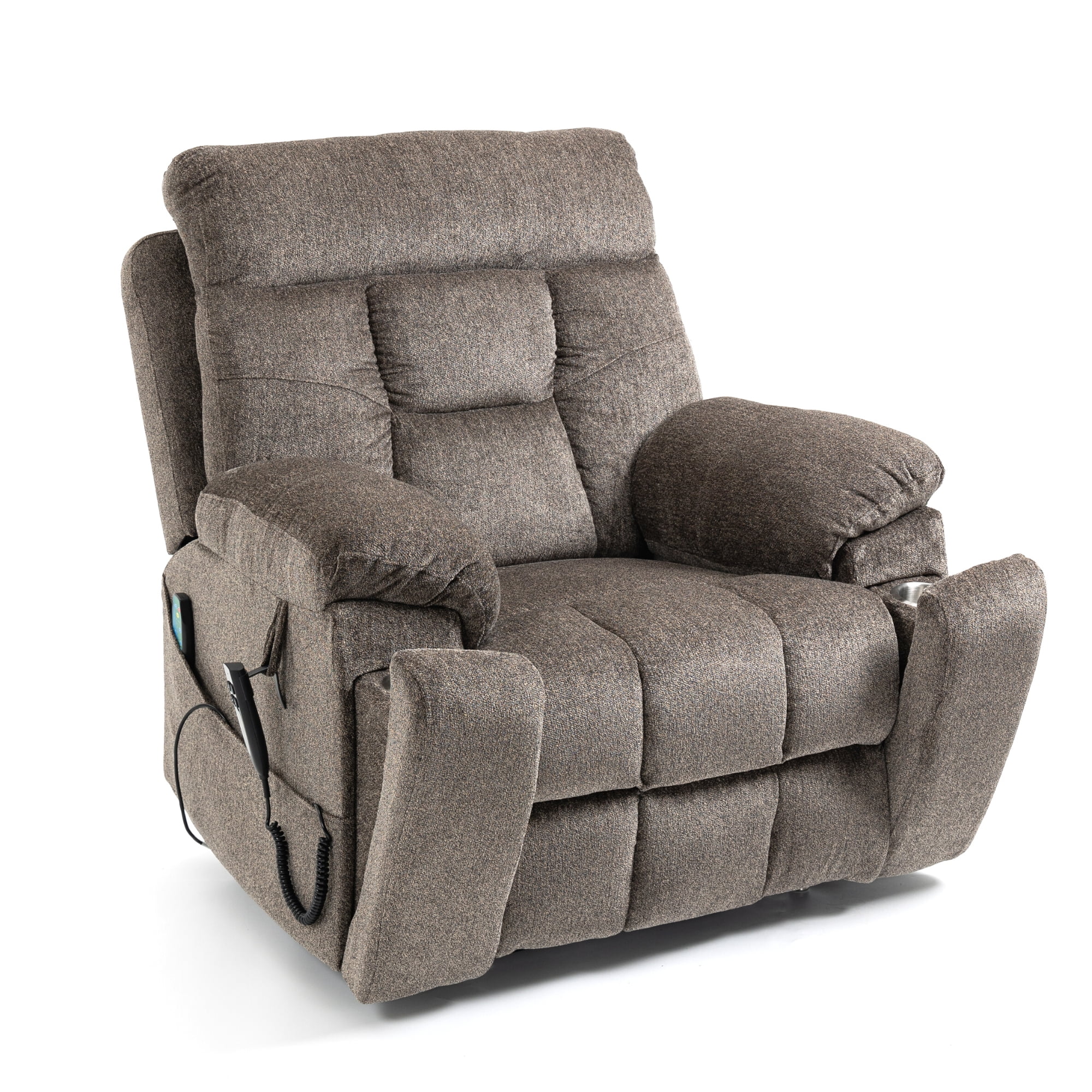JUUXO Oversized Lift Recliner Chair Lay Flat 71" Length, 26-inch Extra Wide Seat Big Man Recliner, Large Power Lift Chair with Heated Massage & Hidden Cup Holder, 400 lbs
