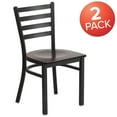 thumbnail image 3 of Flash Furniture 2pk HERCULES Series Black Ladder Back Metal Restaurant Chair, Wood Seat, Multiple Colors, 3 of 8